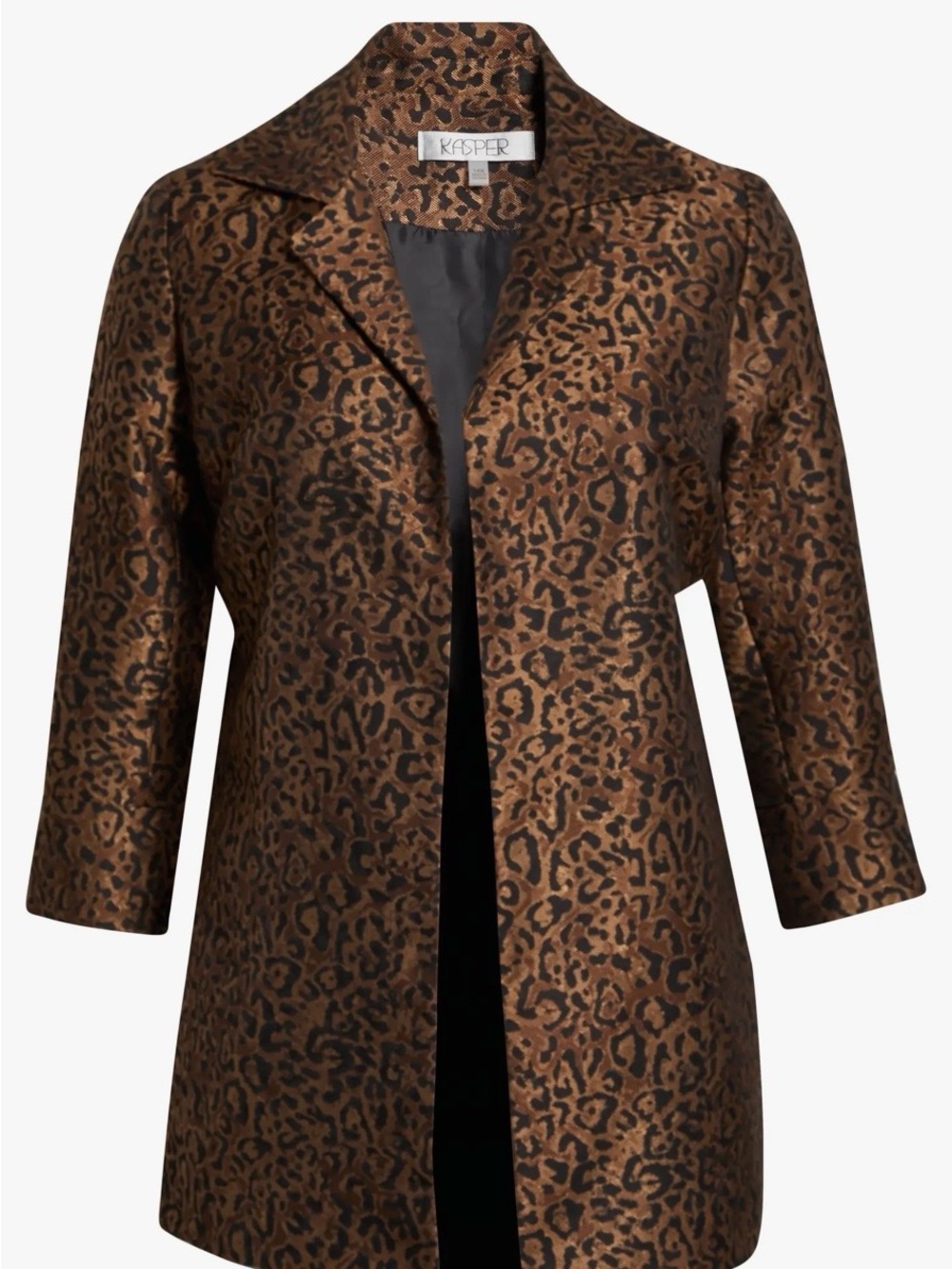 Kasper Brown and Black Jacquard Leopard Print Jacket/Coat